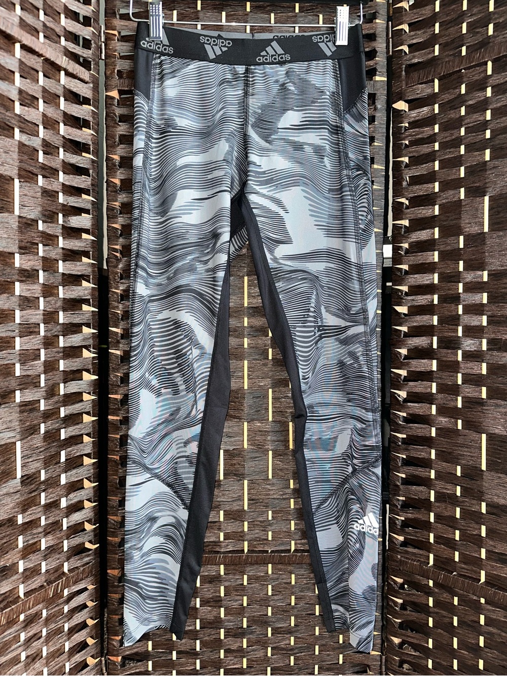 adidas Kids Black & Gray Camo Active Leggings- Size 14/16